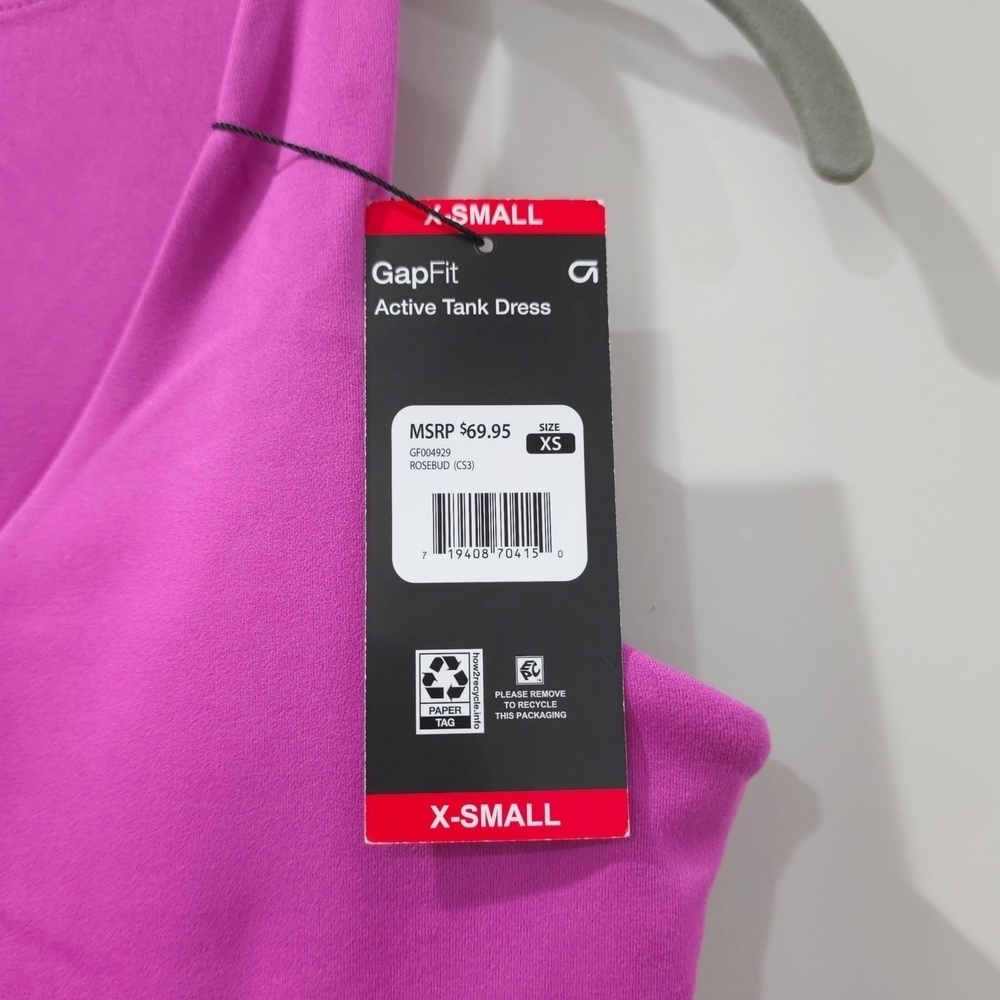 GAP FIT Hot Pink Active Tank Dress, Lined With Biker Shorts & Interior Shelf Bra - Picture 4 of 14